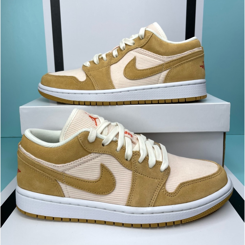 NEW Jordan 1 Low SE "Twine/Orange Quartz/Sail" Women's Shoe - Sz 8.5